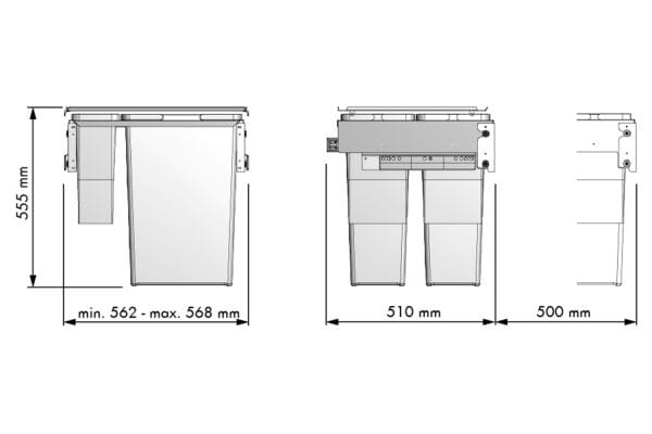 inbouwprullenbak eco 2×7.5 en 2×35 liter | HOMEWORQ
