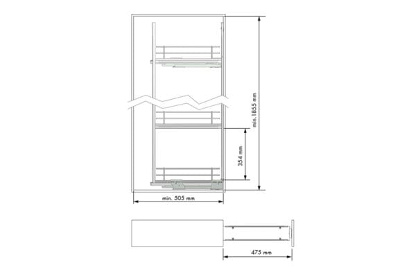 smalle apothekerskast - draadreling - inclusief plateaus - 150mm | HOMEWORQ