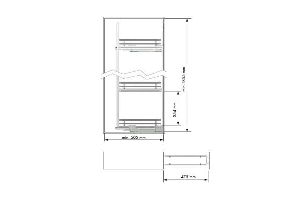 smalle apothekerskasten - luxe reling - inclusief 5 plateaus - 150mm - antraciet | HOMEWORQ