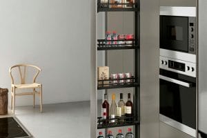 smalle apothekerskasten - luxe reling - inclusief 5 plateaus - 200mm - antraciet | HOMEWORQ