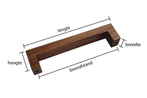houten grepen - aalborg - walnoot - maattekening