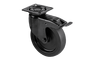 zwarte zwenkwielen - zwart rubber wiel - met totaalstop - 122mm | HOMEWORQ