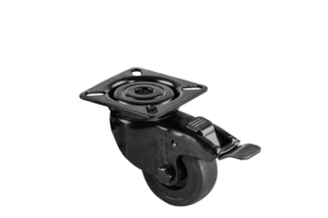 zwarte zwenkwielen - zwart rubber wiel - met totaalstop - 70mm | HOMEWORQ